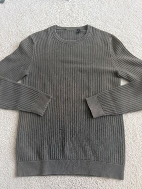 Used Theory Dark Green Cotton Long Sleeve Sweater - XS